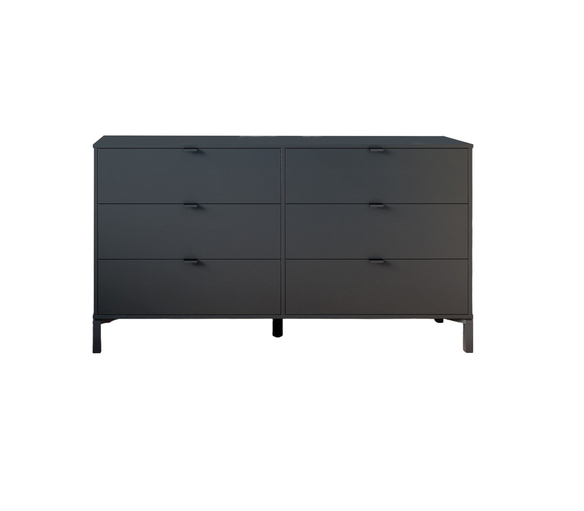 59" Black Charcoal Six Drawer Double Dresser