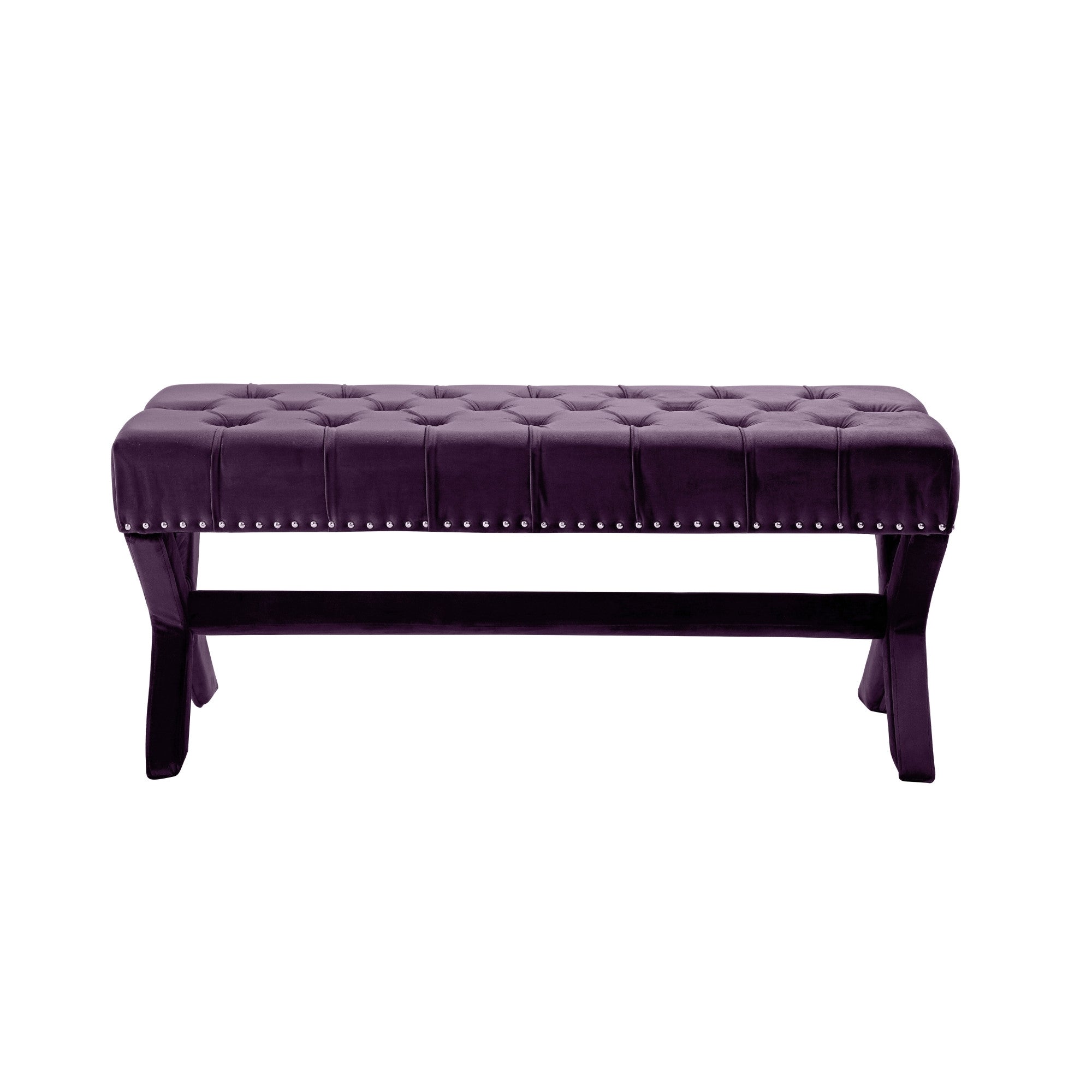 45" Cream Upholstered Linen Bench