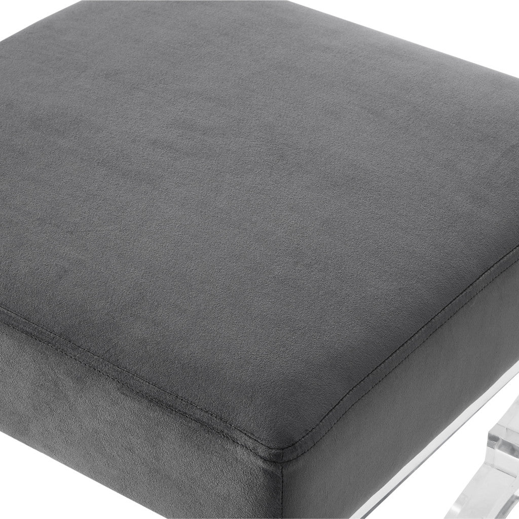 48" Black And Clear Upholstered Velvet Bench