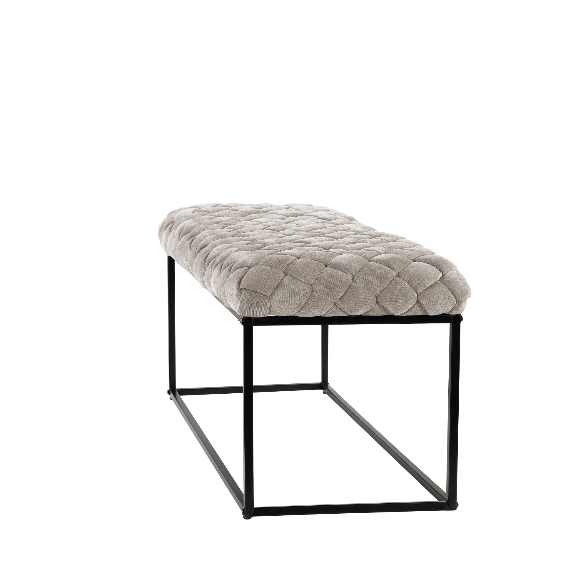 39" Gray And Black Upholstered Velvet Bench