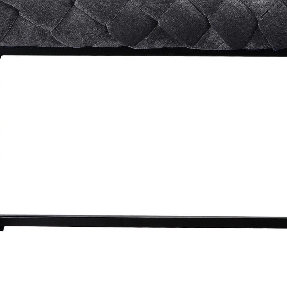 39" Black Velvet Upholstered Bench
