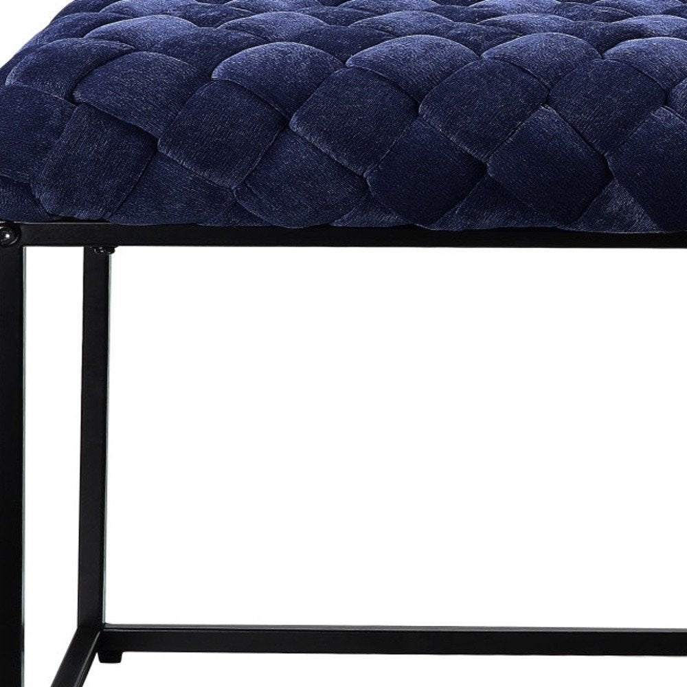 39" Black Velvet Upholstered Bench