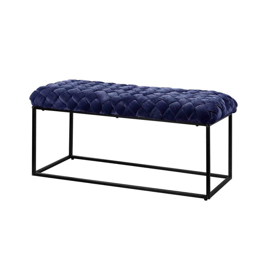 39" Black Velvet Upholstered Bench