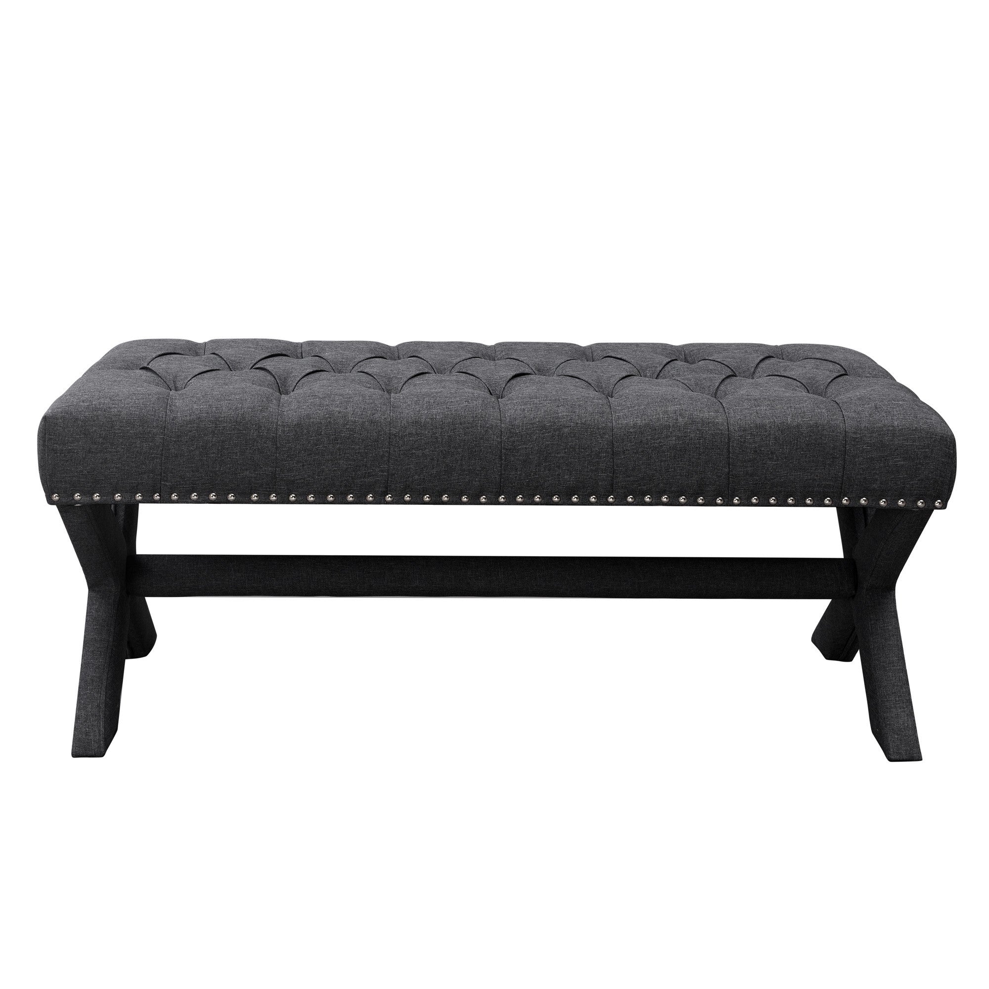 45" Gray Upholstered Velvet Bench
