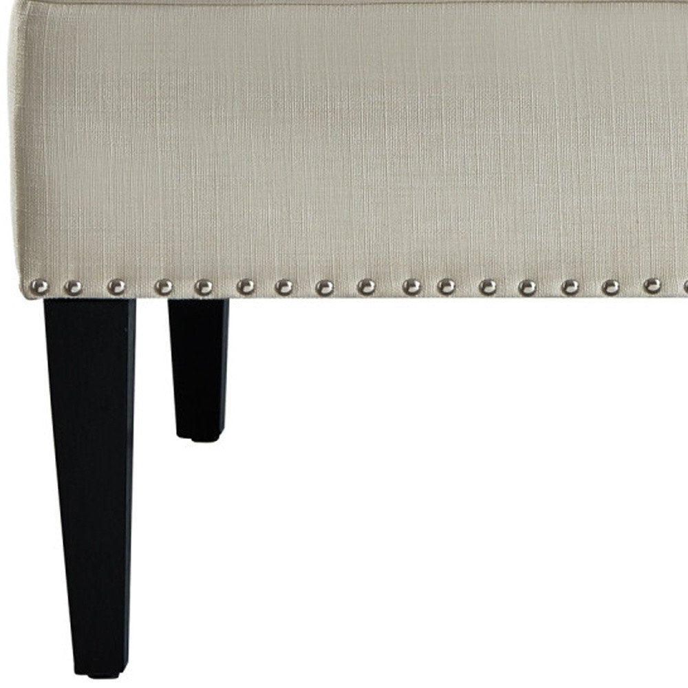 45" Blush And Brown Upholstered Velvet Bench