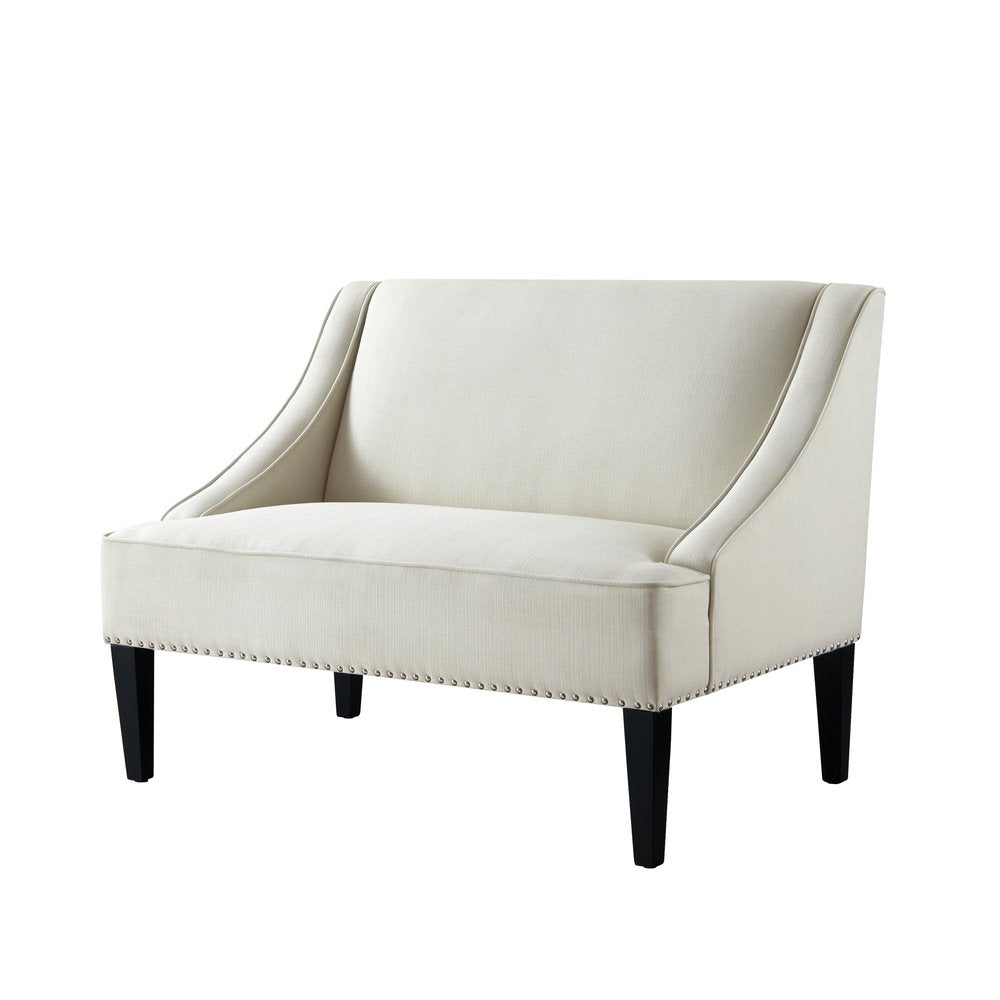 45" Blush And Brown Upholstered Velvet Bench