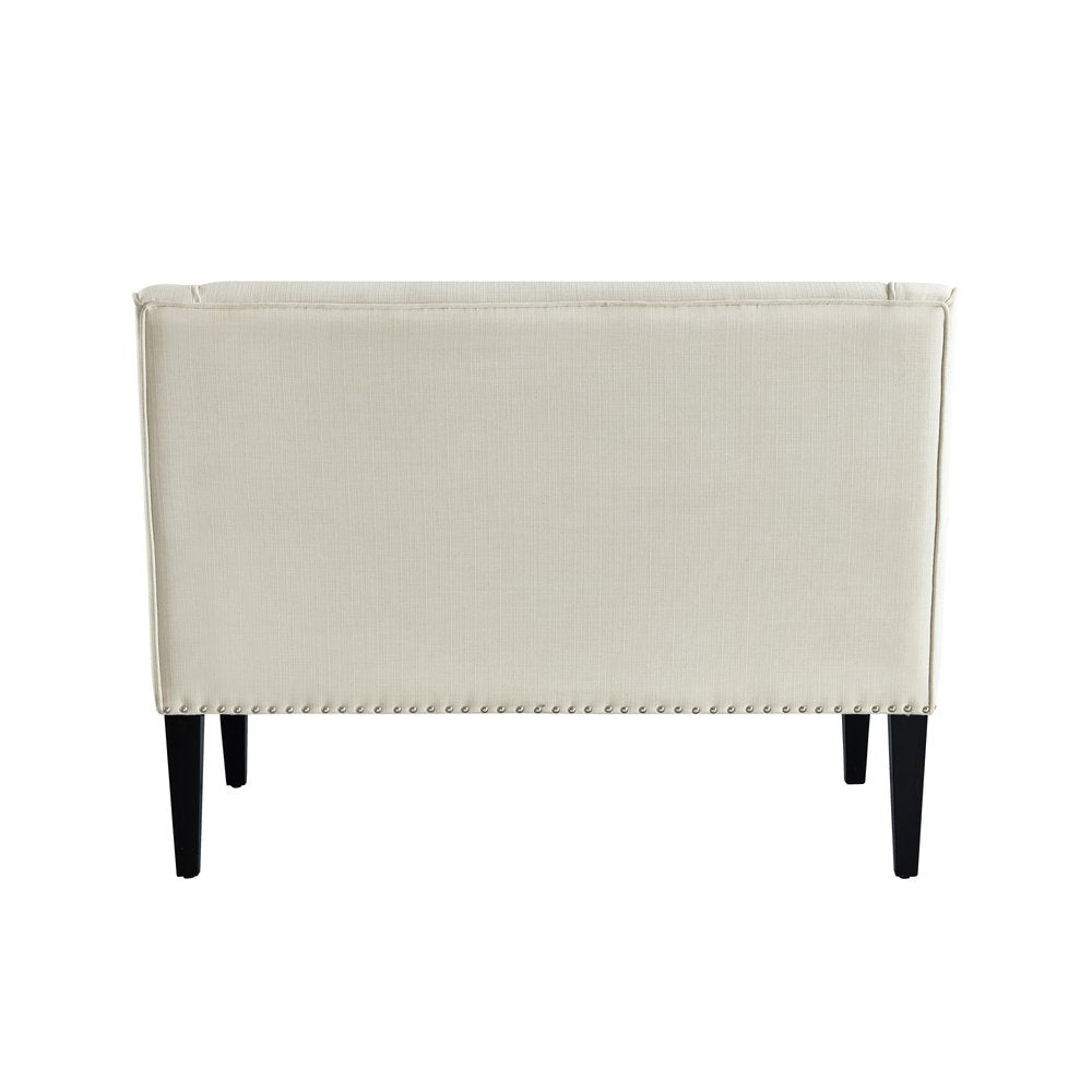 45" Blush And Brown Upholstered Velvet Bench