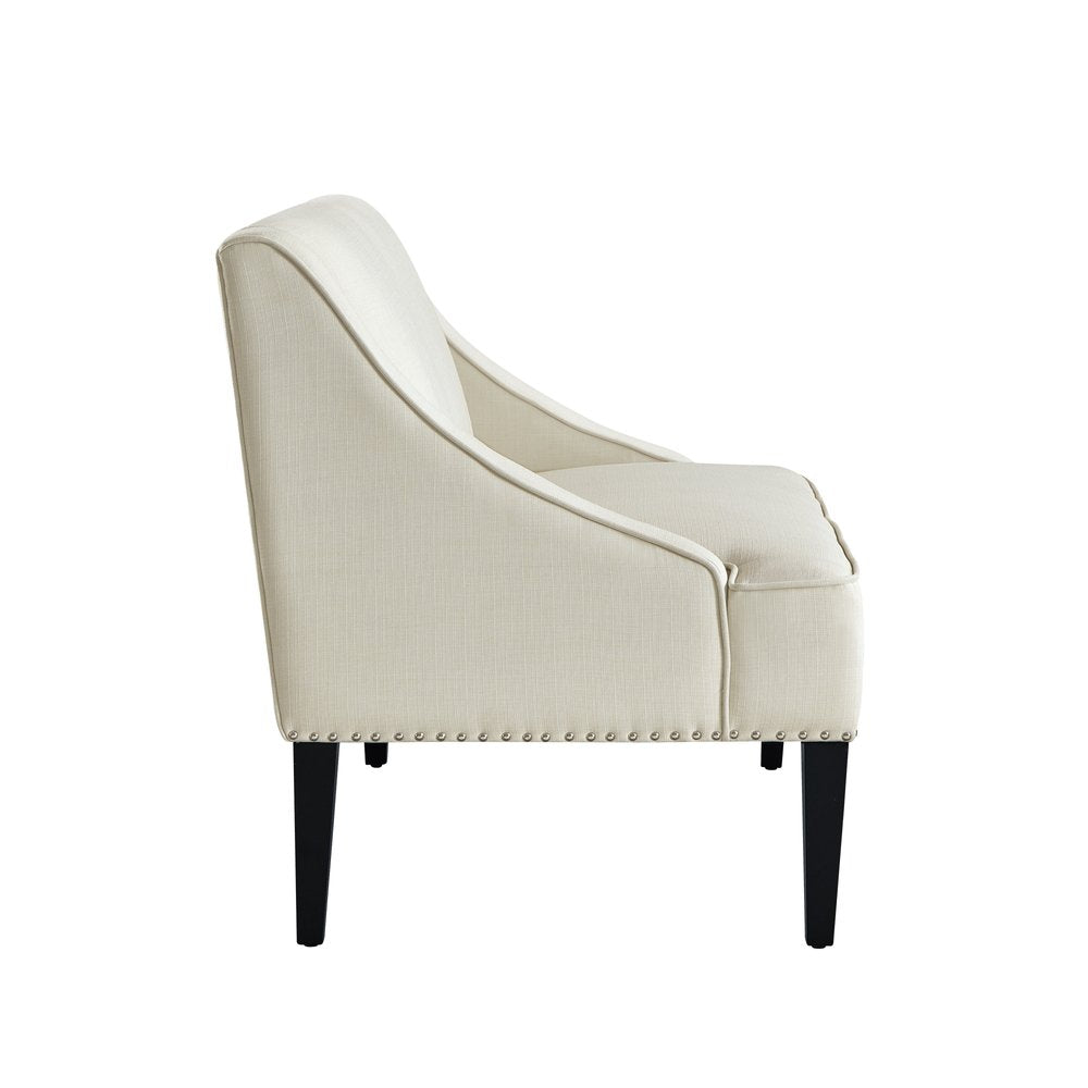45" Blush And Brown Upholstered Velvet Bench