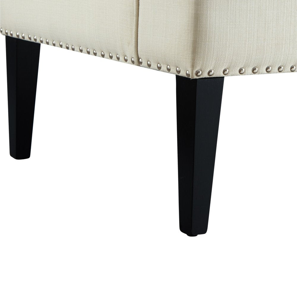 45" Blush And Brown Upholstered Velvet Bench