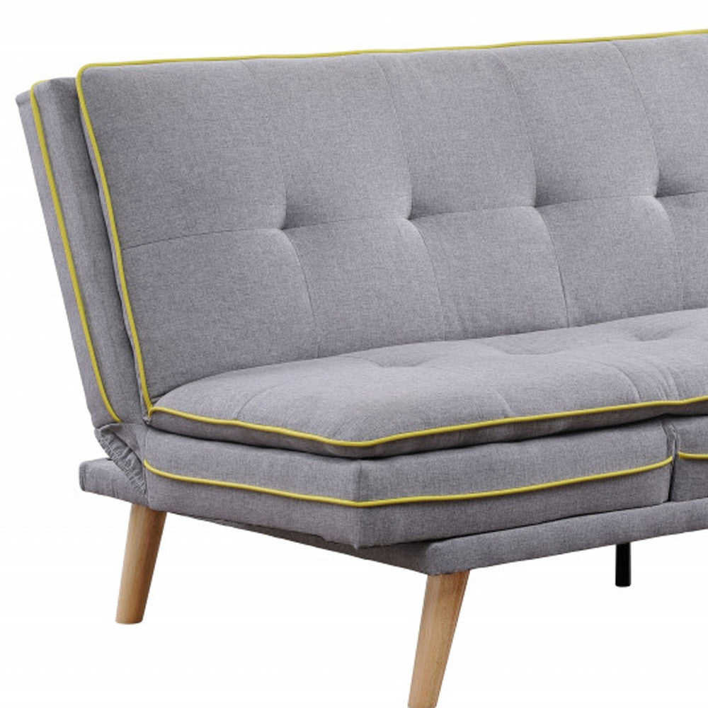 72" Gray Linen And Brown Sofa