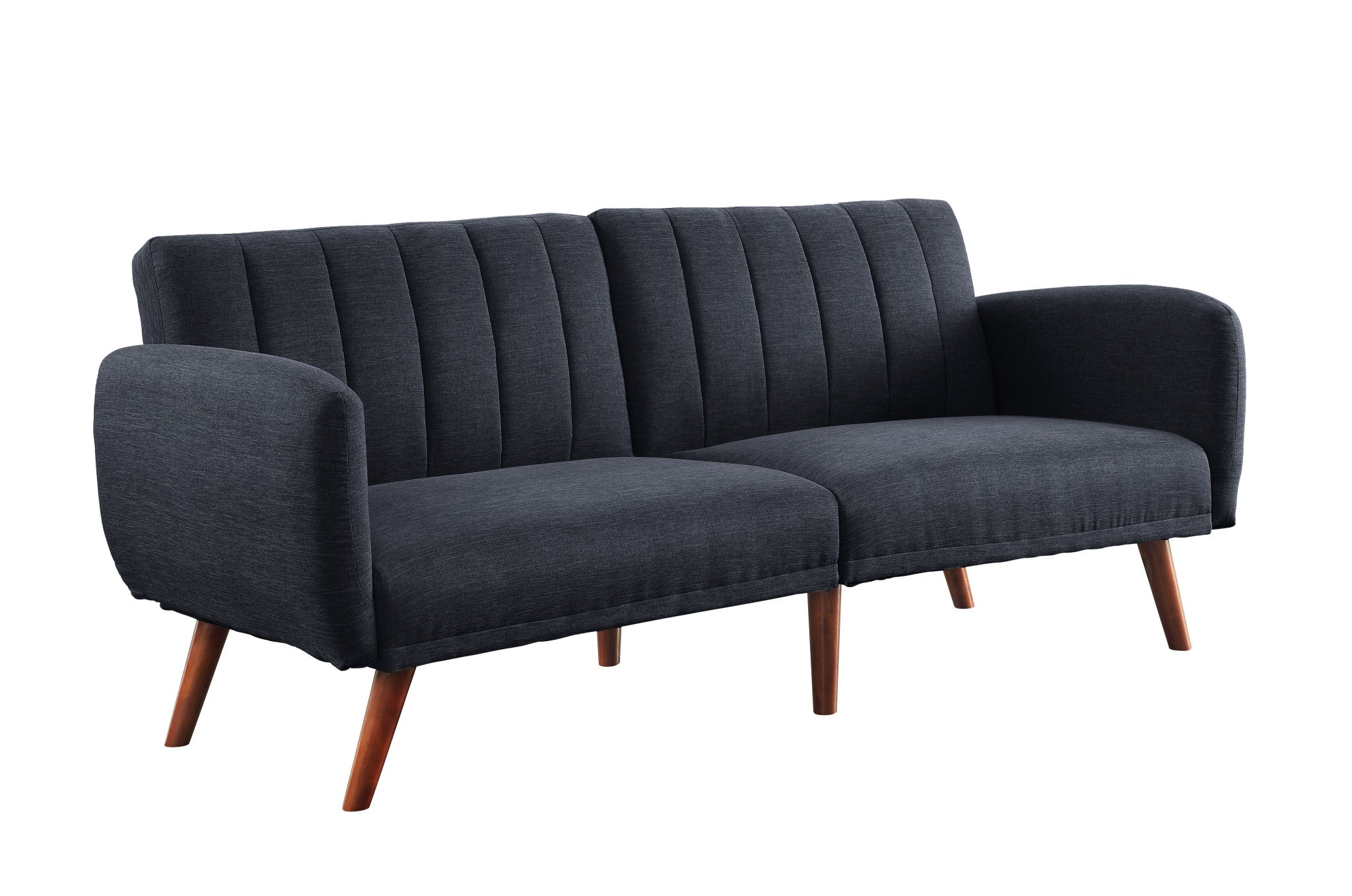 76" Gray Linen And Wood Brown Sleeper Sofa