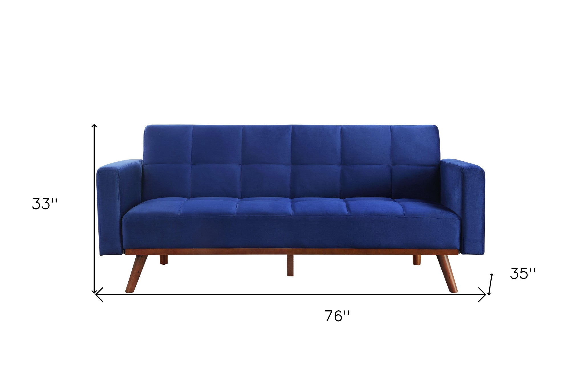 76" Blue Velvet And NAtural Sleeper Sofa