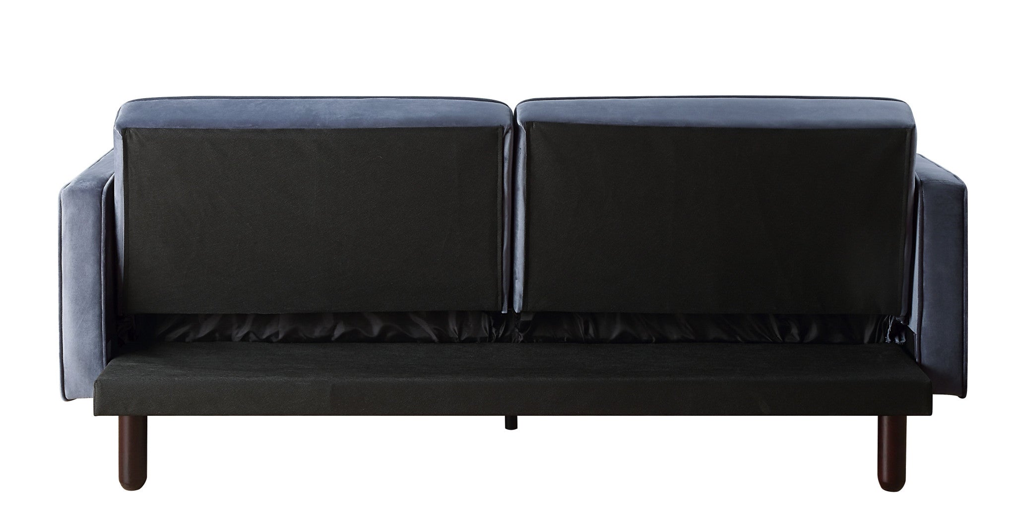 79" Dark Gray Velvet And Black Sleeper Sofa