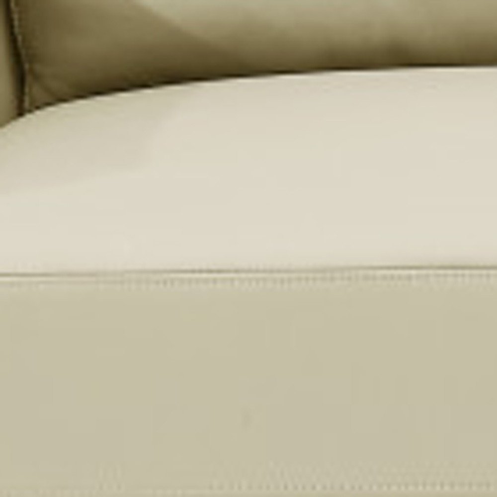 90" White Italian Leather Sofa With Gold Legs