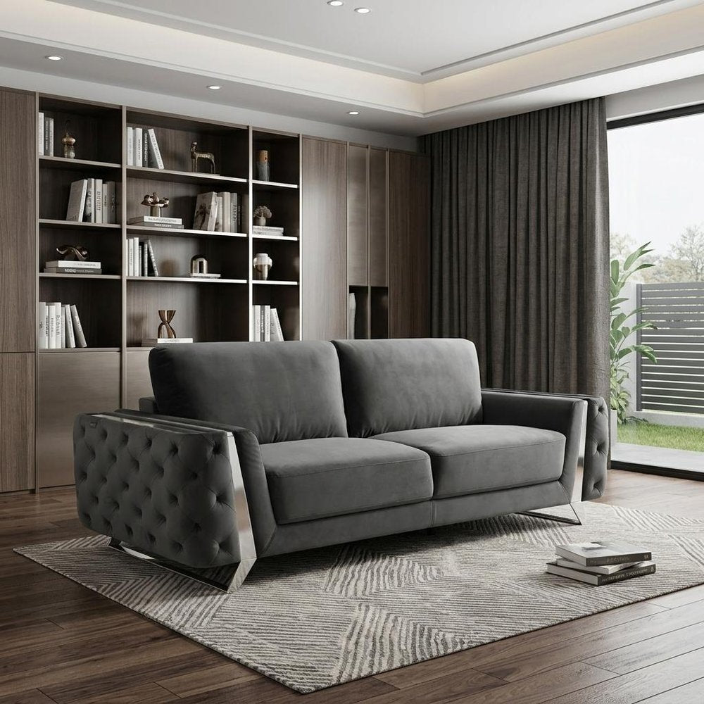 90" Beige Velvet Sofa With Gold Legs