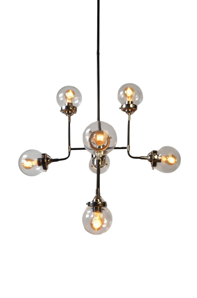 Silver Sputnik Eight Light Metal Chandelier With Clear Shades