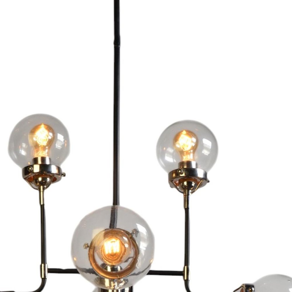 Silver Sputnik Eight Light Metal Chandelier With Clear Shades