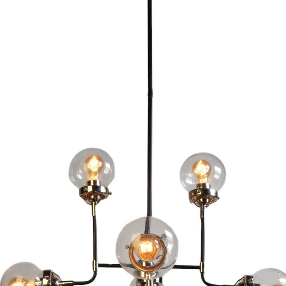 Silver Sputnik Eight Light Metal Chandelier With Clear Shades