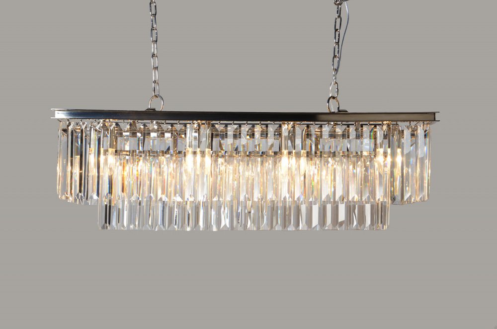 Black Unique Statement Eight Light Metal and Crystal Glass Chandelier With Clear Shades