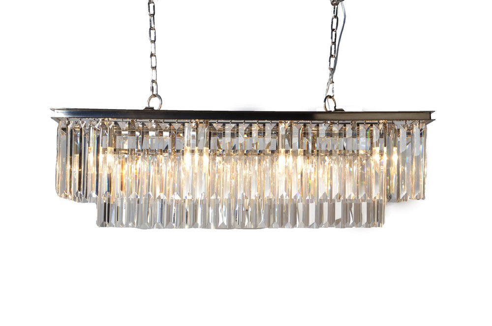 Black Unique Statement Eight Light Metal and Crystal Glass Chandelier With Clear Shades