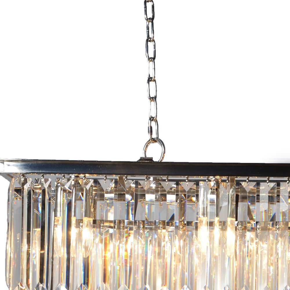 Black Unique Statement Eight Light Metal and Crystal Glass Chandelier With Clear Shades
