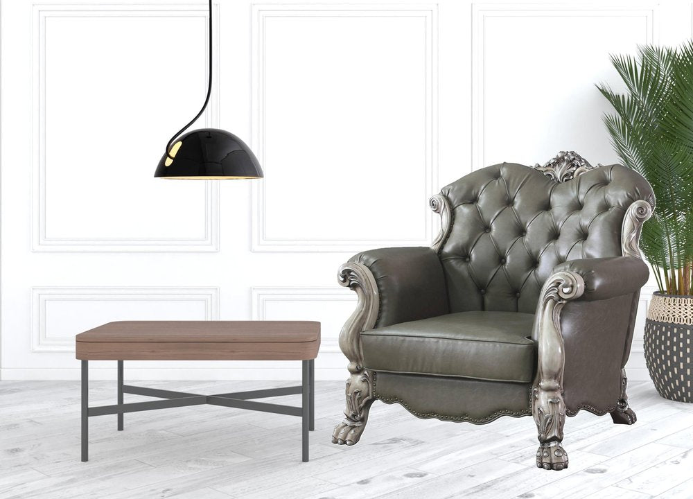 45" Champagne Faux Leather Arm Chair