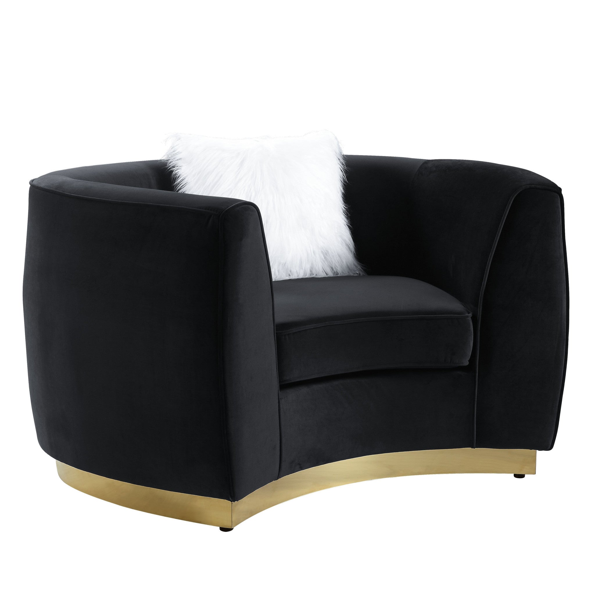 48" Black Velvet Chair And A Half