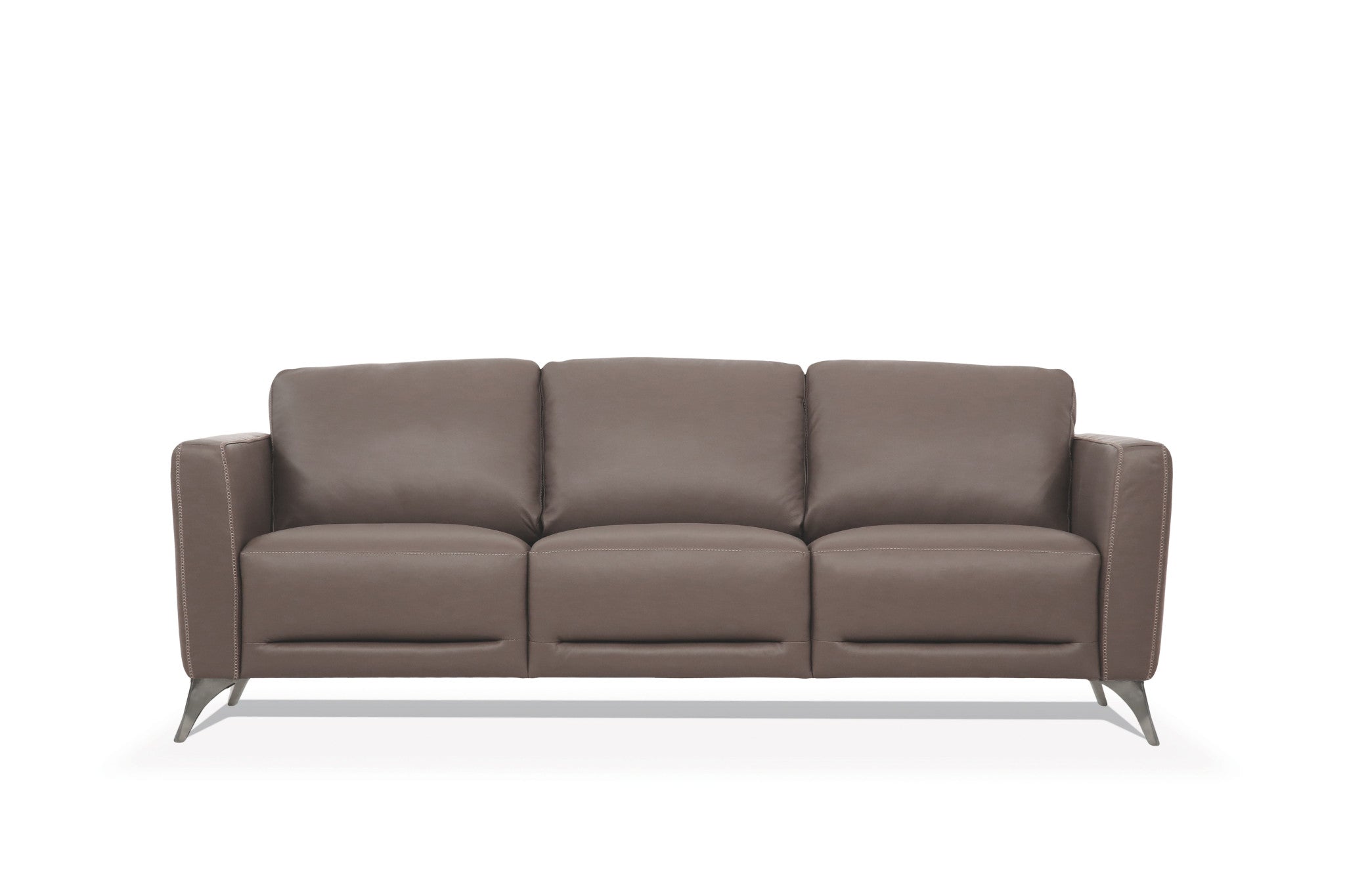 83" Taupe Leather And Black Sofa
