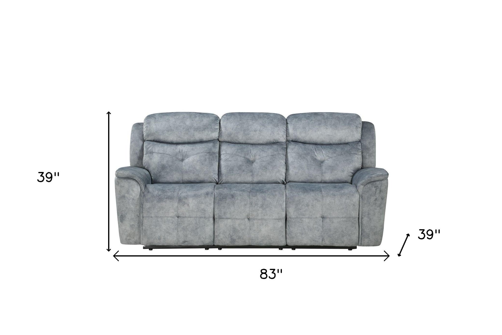 83" Gray And Black Velvet Reclining Sofa