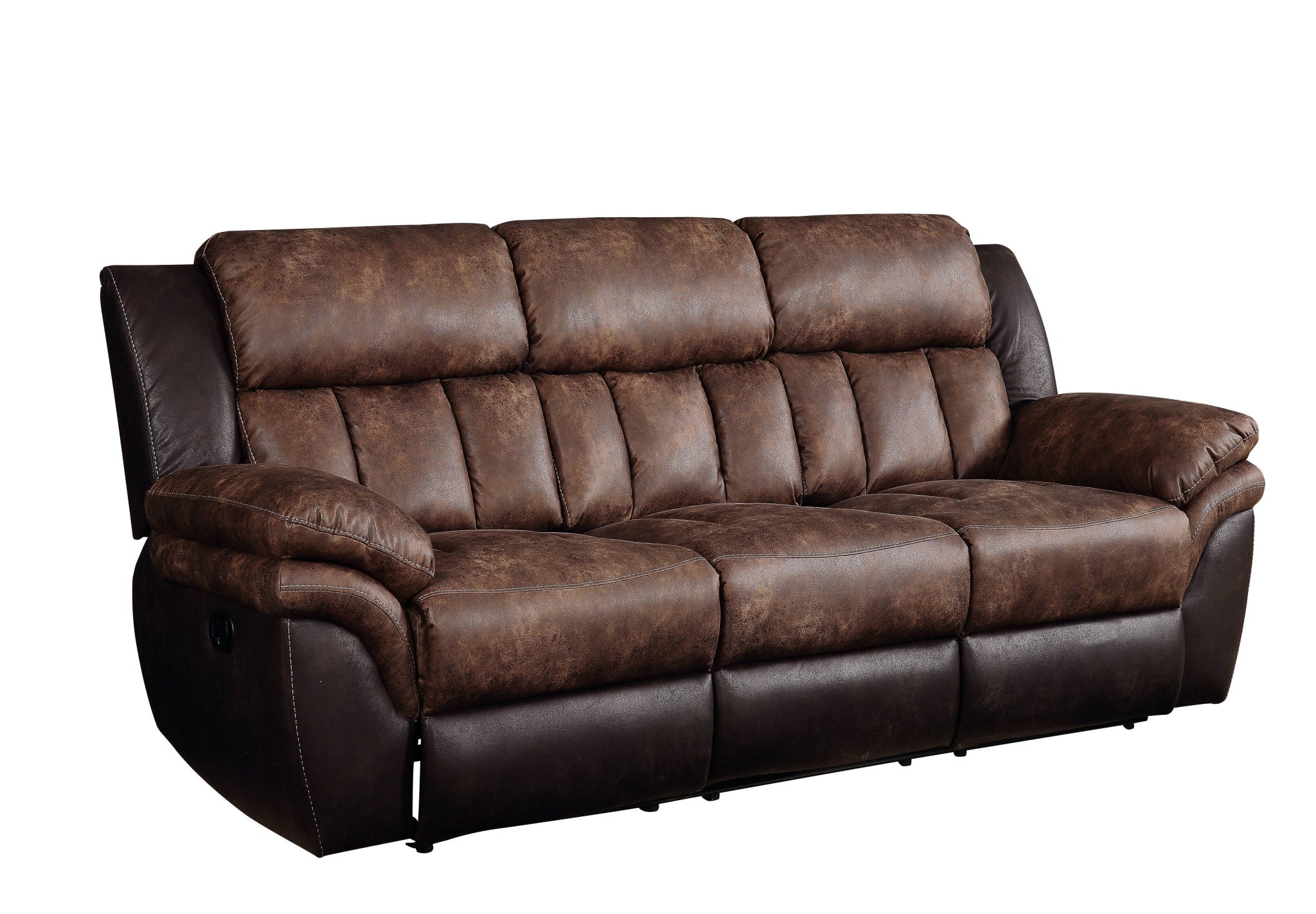 91" Espresso And Black Microfiber Reclining Sofa