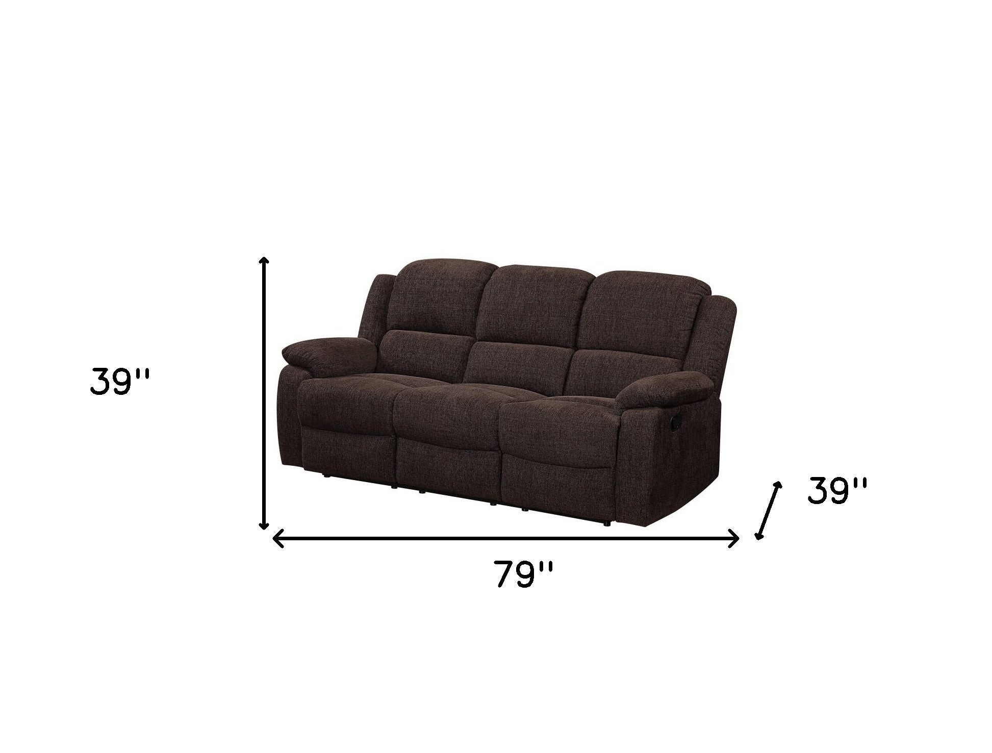 79" Brown And Black Chenille Reclining Sofa