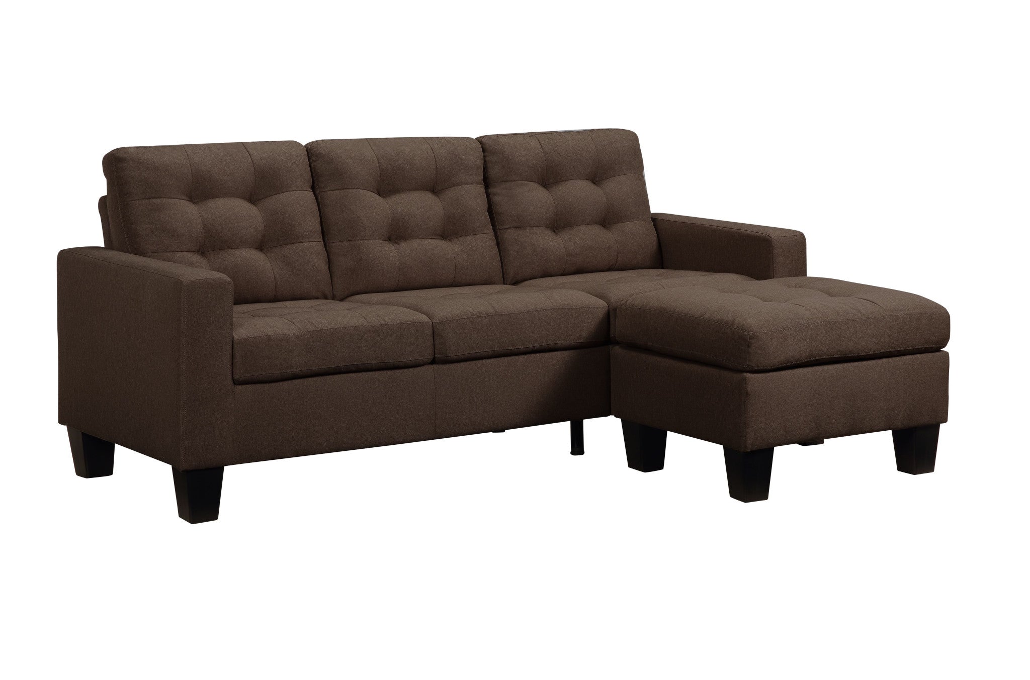81" Brown Linen And Black Sofa