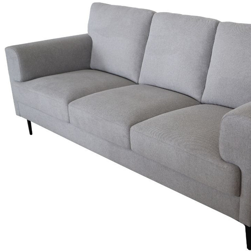 84" Light Gray Linen And Black Sofa
