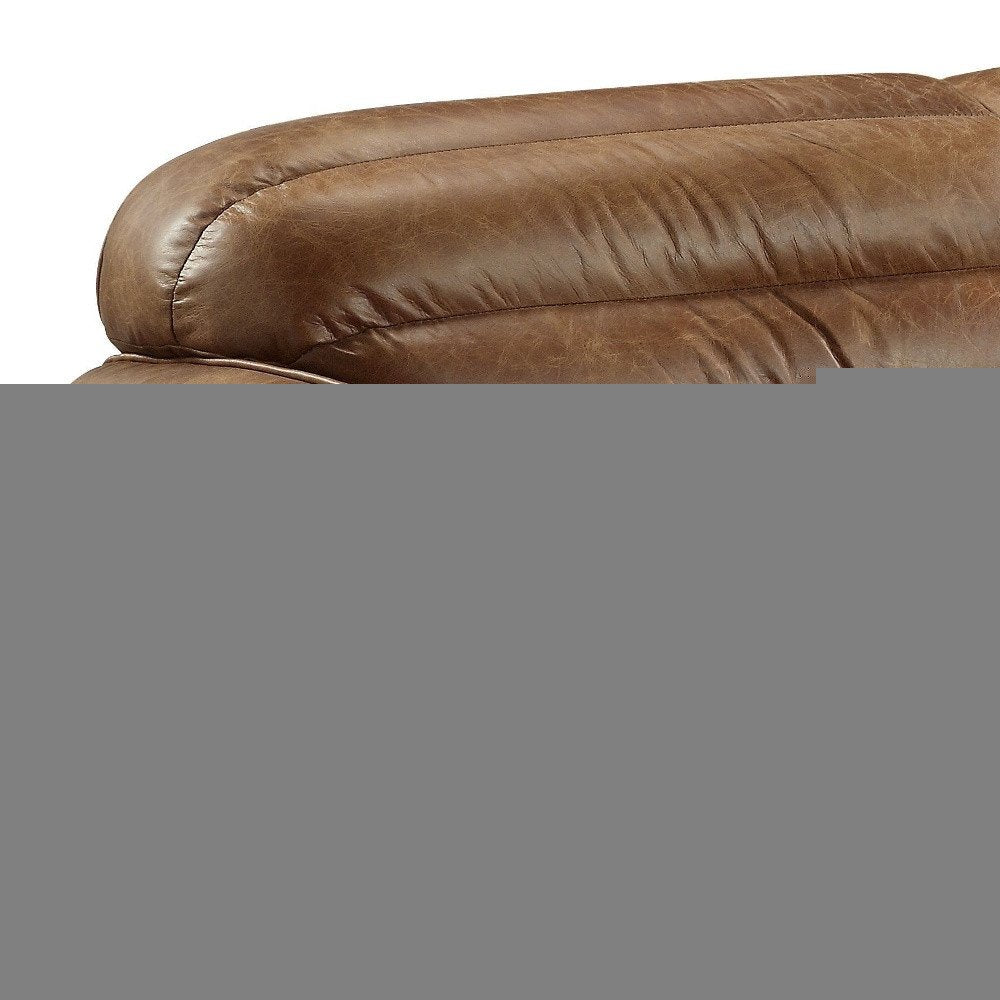 95" Dark Brown Top Grain Leather Sofa With Black Legs