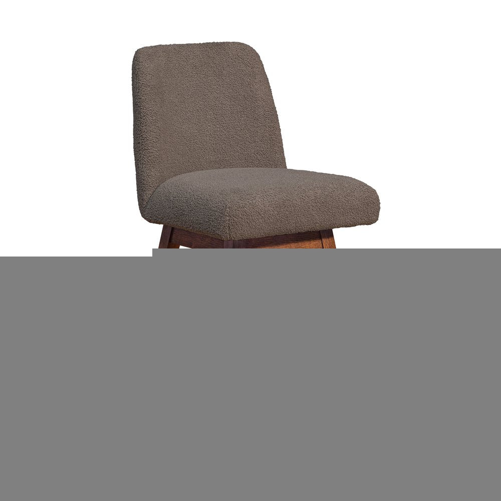 26" Taupe and Brown Solid Wood Counter Height Swivel Bar Chair