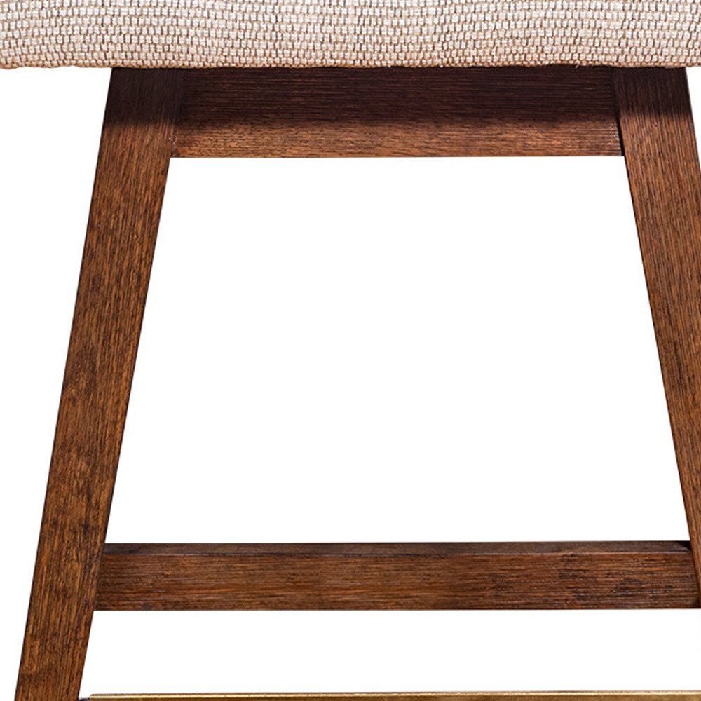 Beige And Brown Solid Wood Swivel Counter Height Bar Chair