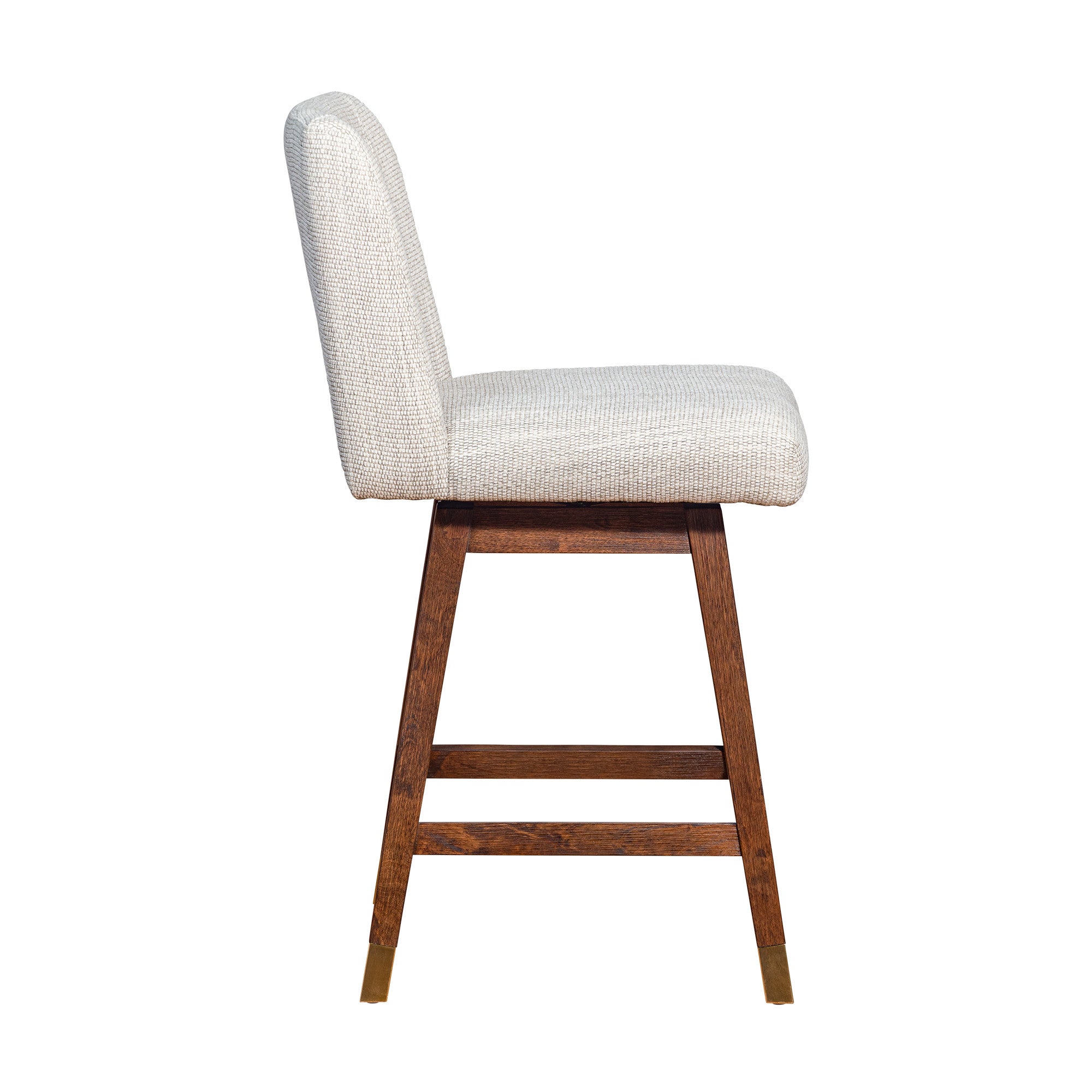 26" Beige And Brown Solid Wood Counter Height Swivel Bar Chair