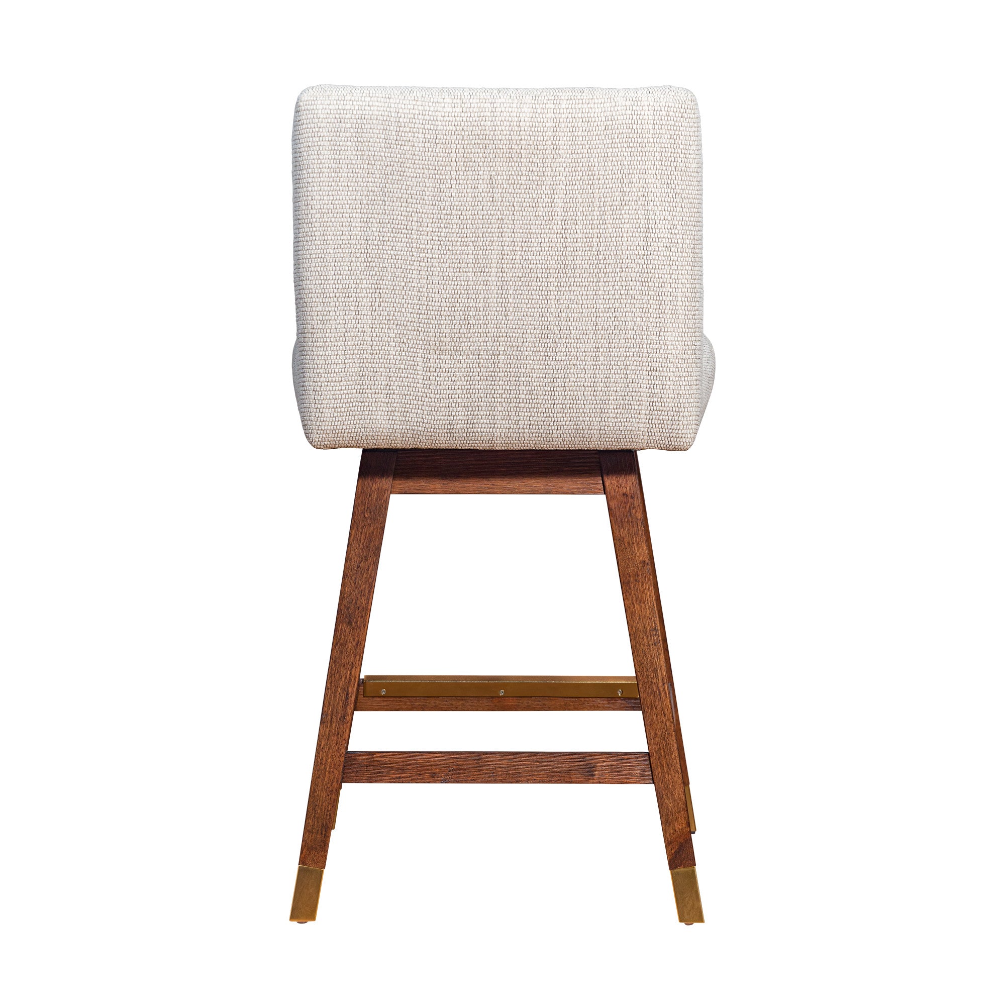 26" Beige And Brown Solid Wood Counter Height Swivel Bar Chair
