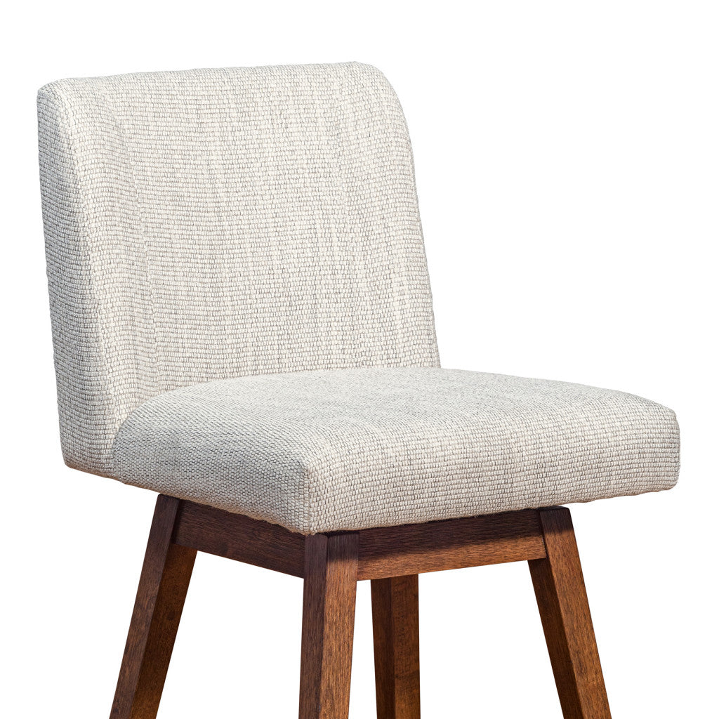 26" Beige And Brown Solid Wood Counter Height Swivel Bar Chair
