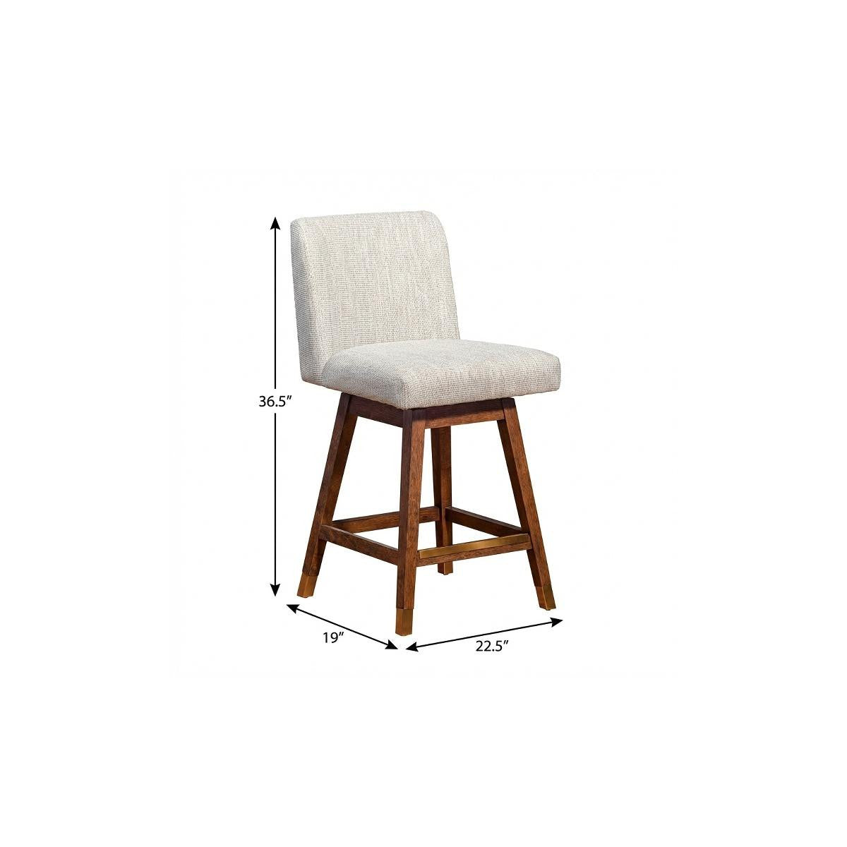 26" Beige And Brown Solid Wood Counter Height Swivel Bar Chair