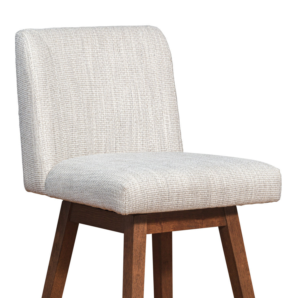 30" Beige And Brown Solid Wood Swivel Bar Chair