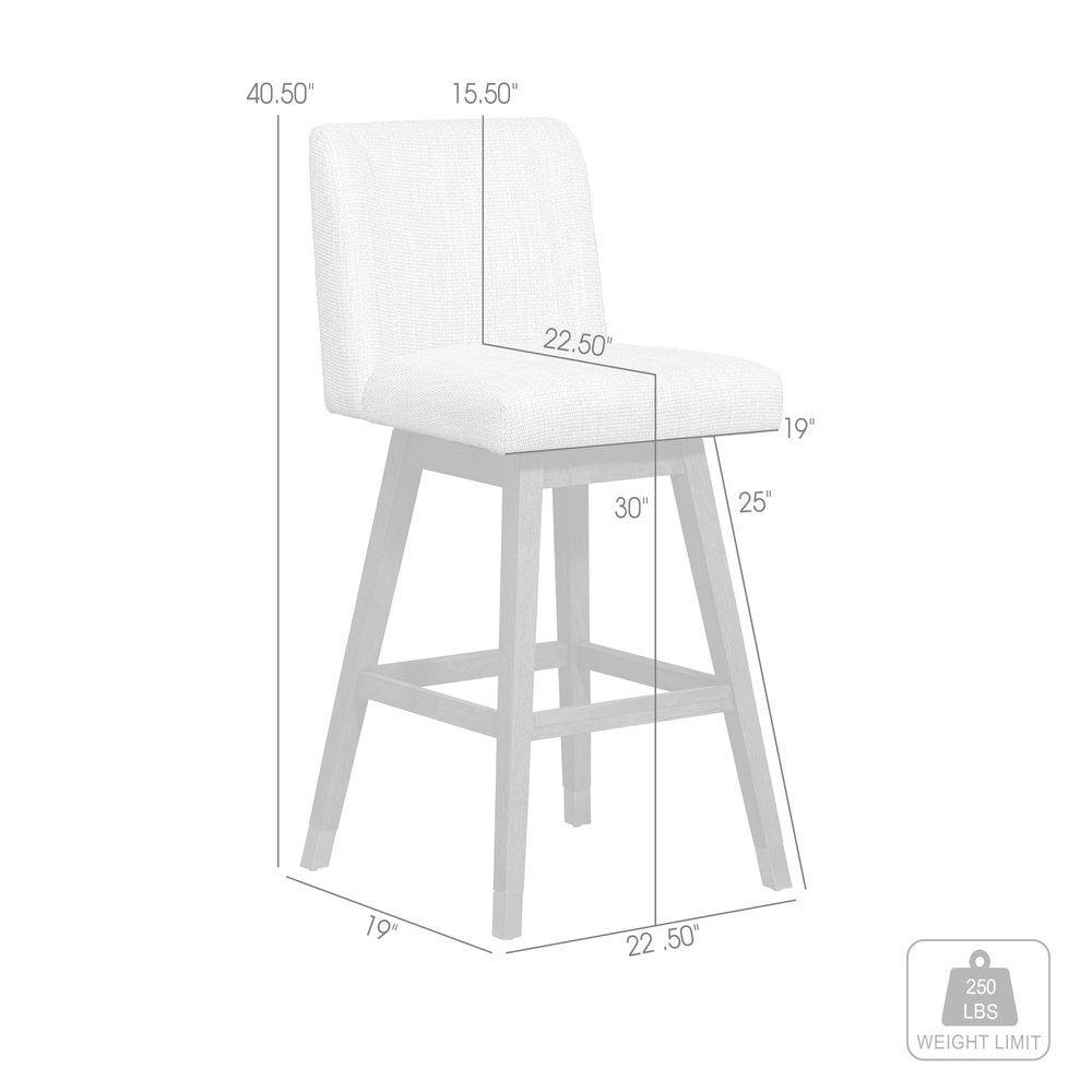 30" Beige and Wood Brown Solid Wood Bar Height Swivel Bar Chair