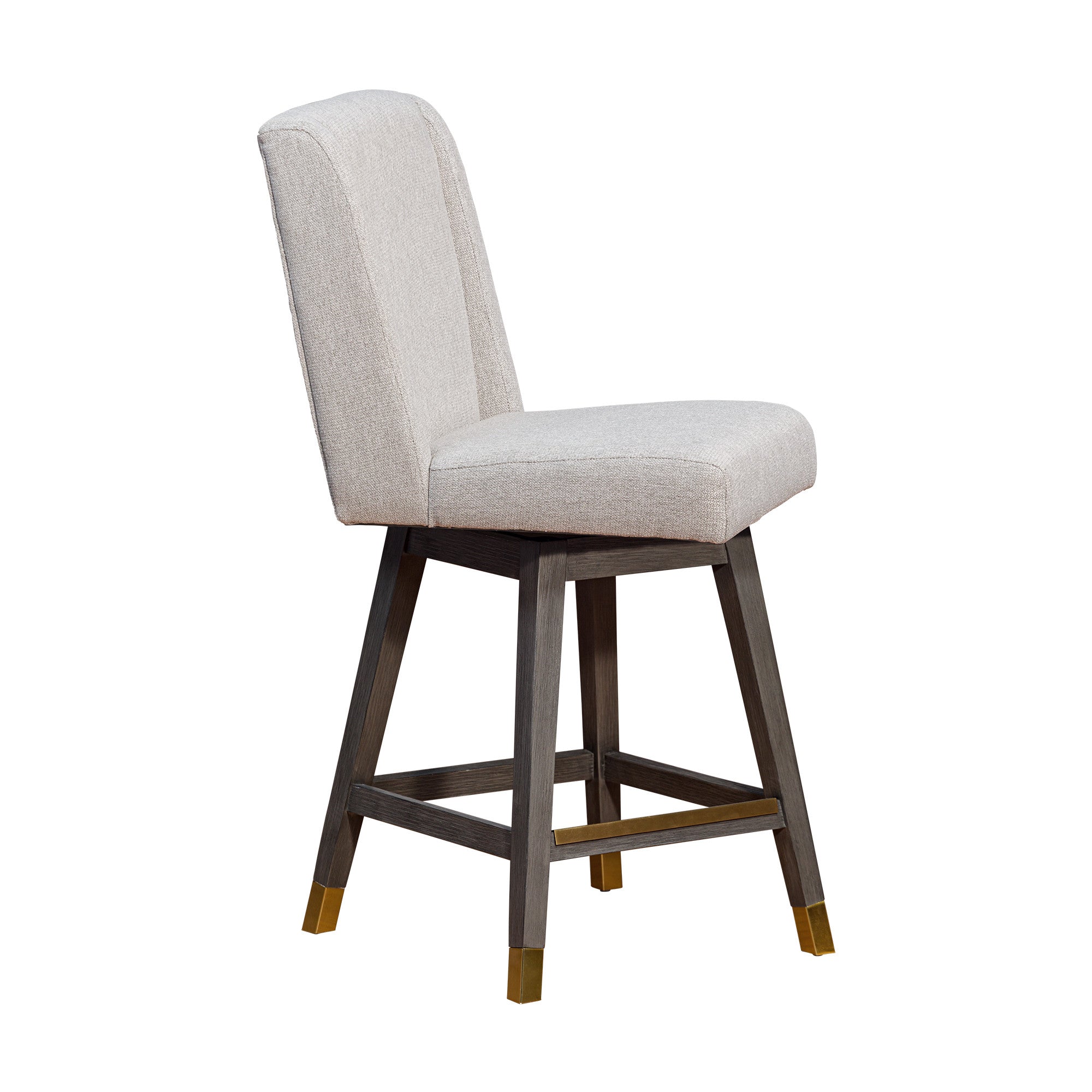 Taupe and Gray Solid Wood Counter Height Swivel Bar Chair