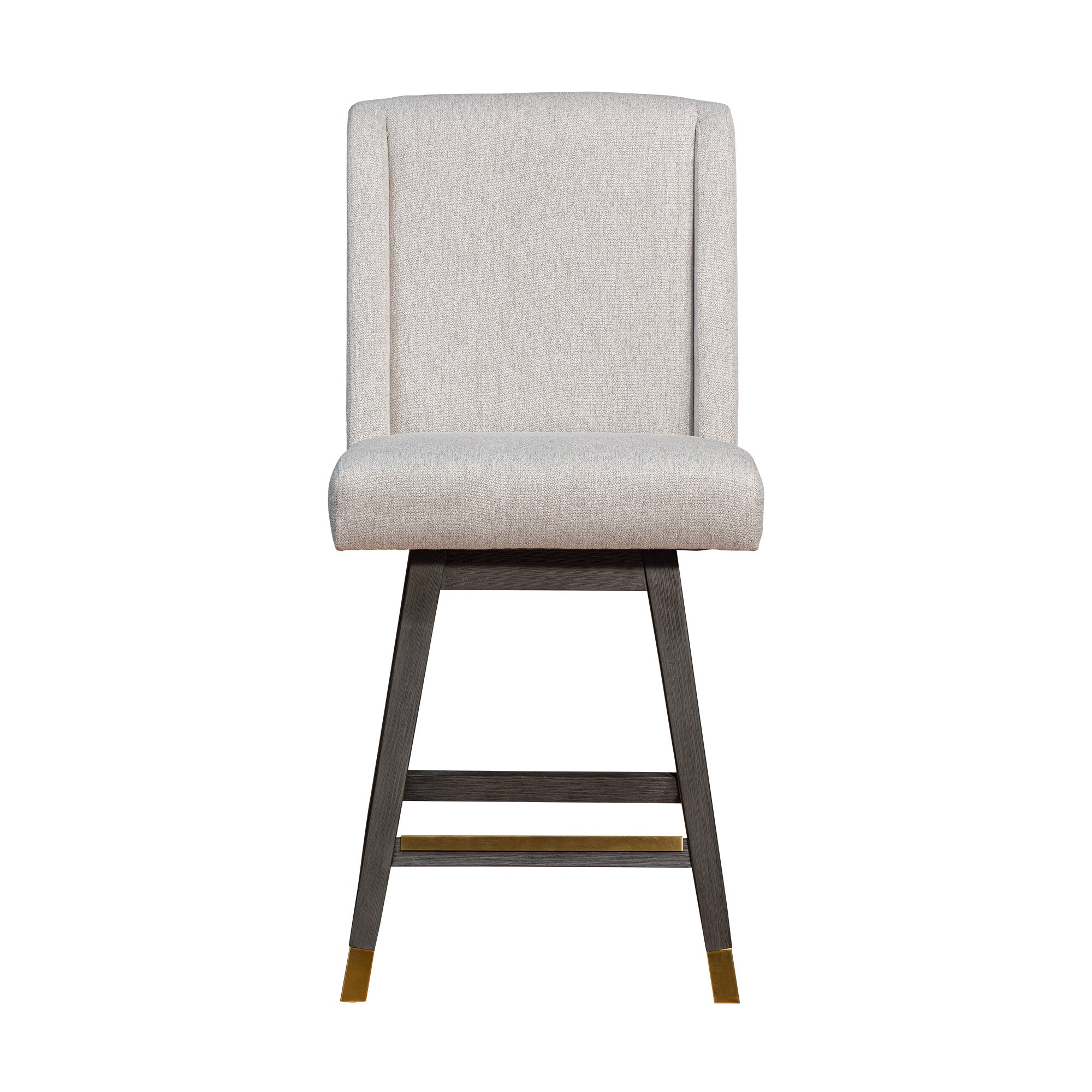 Taupe and Gray Solid Wood Counter Height Swivel Bar Chair