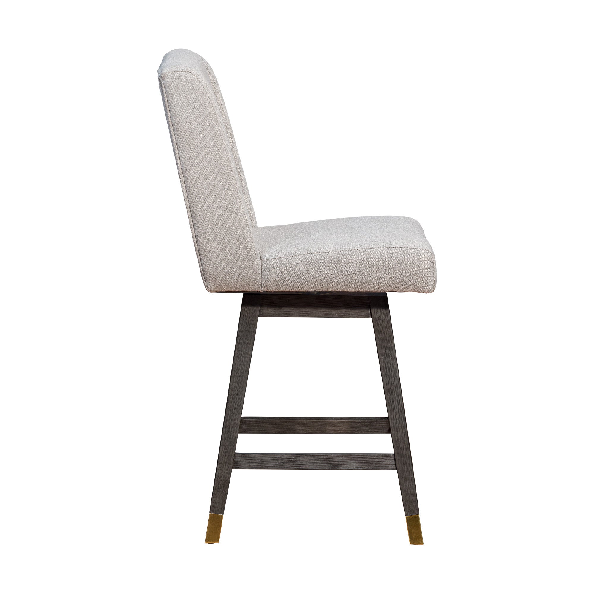 Taupe and Gray Solid Wood Counter Height Swivel Bar Chair