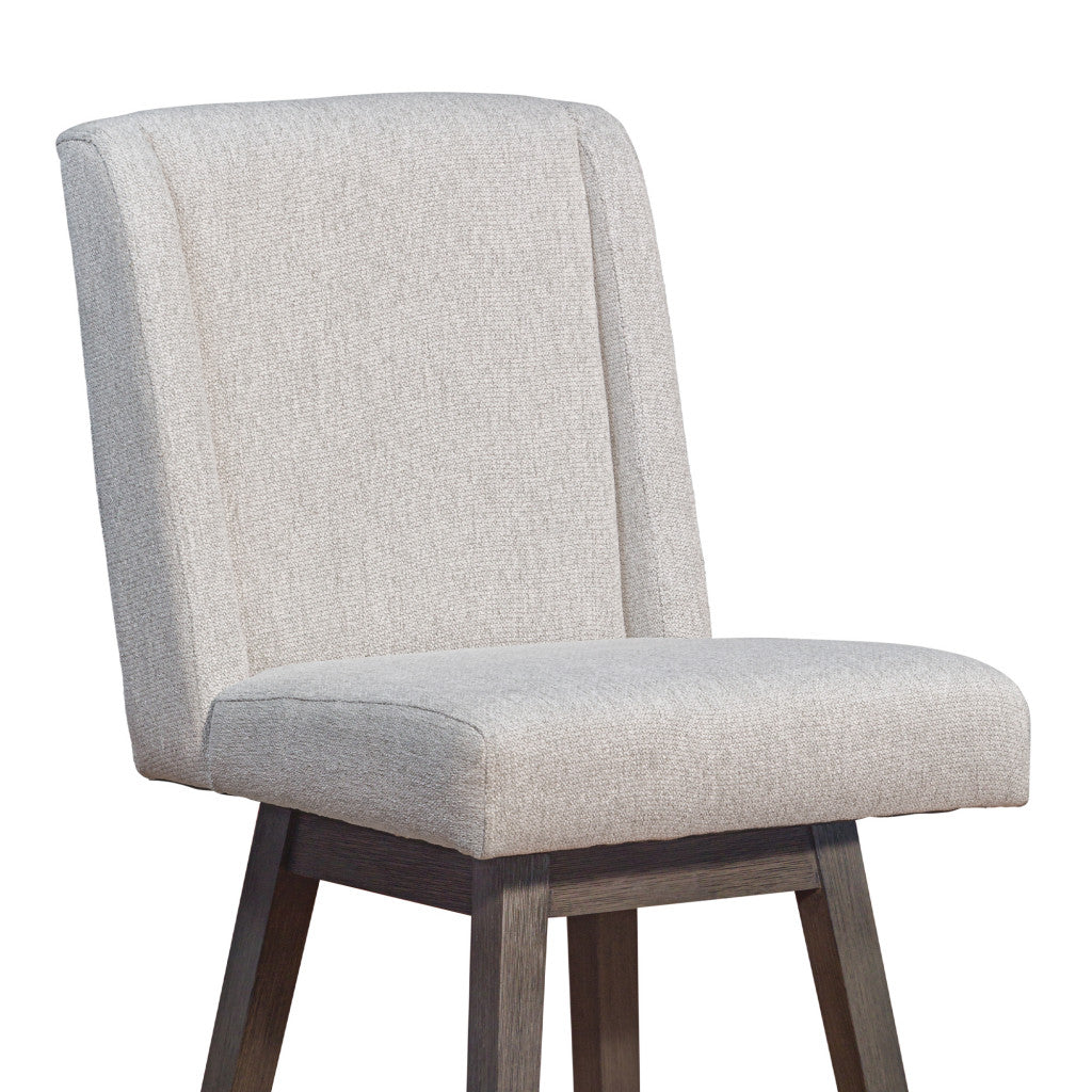 Taupe and Gray Solid Wood Counter Height Swivel Bar Chair