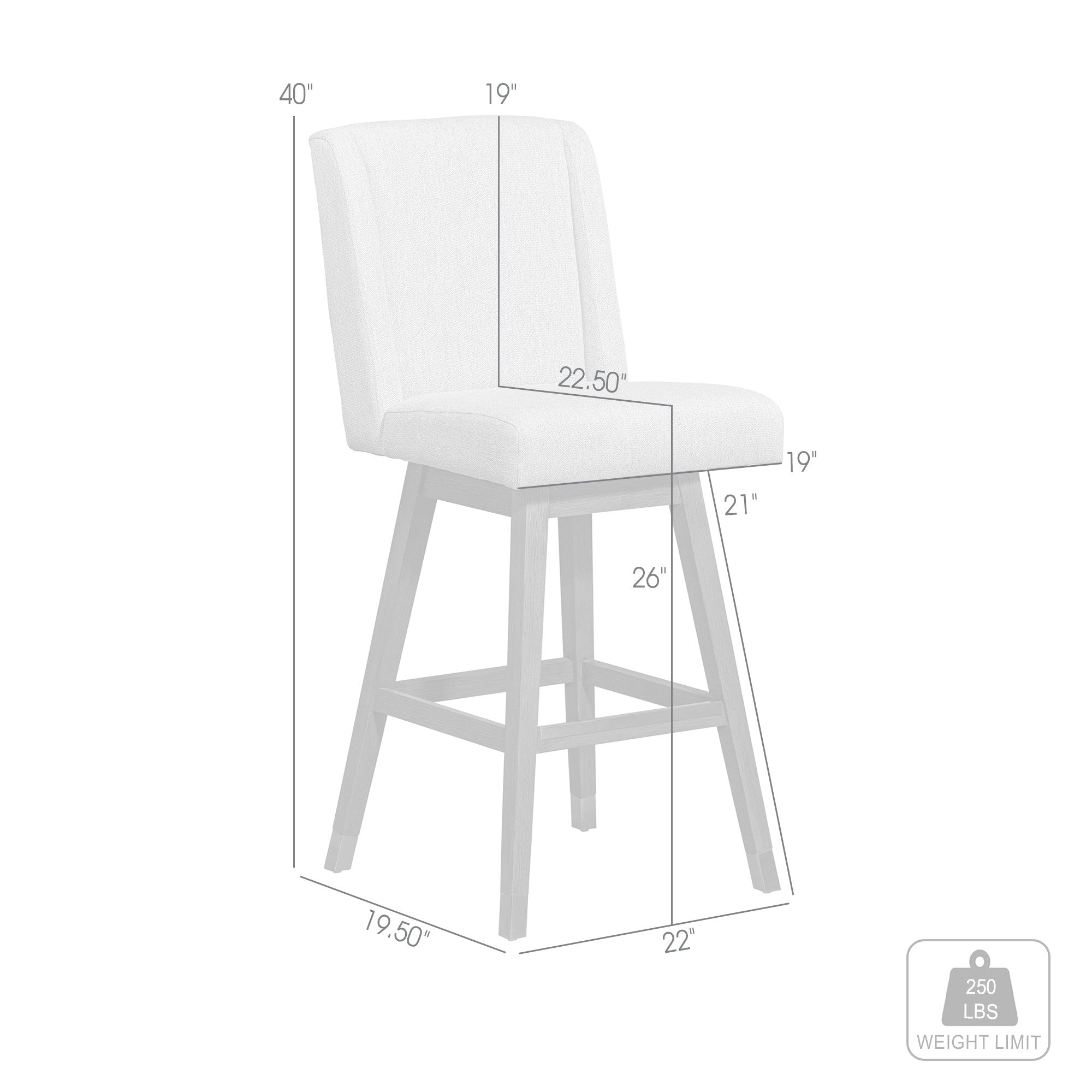 Taupe and Gray Solid Wood Counter Height Swivel Bar Chair