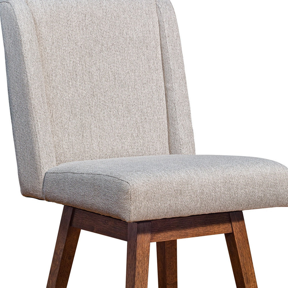 26" Taupe and Brown Solid Wood Swivel Bar Chair