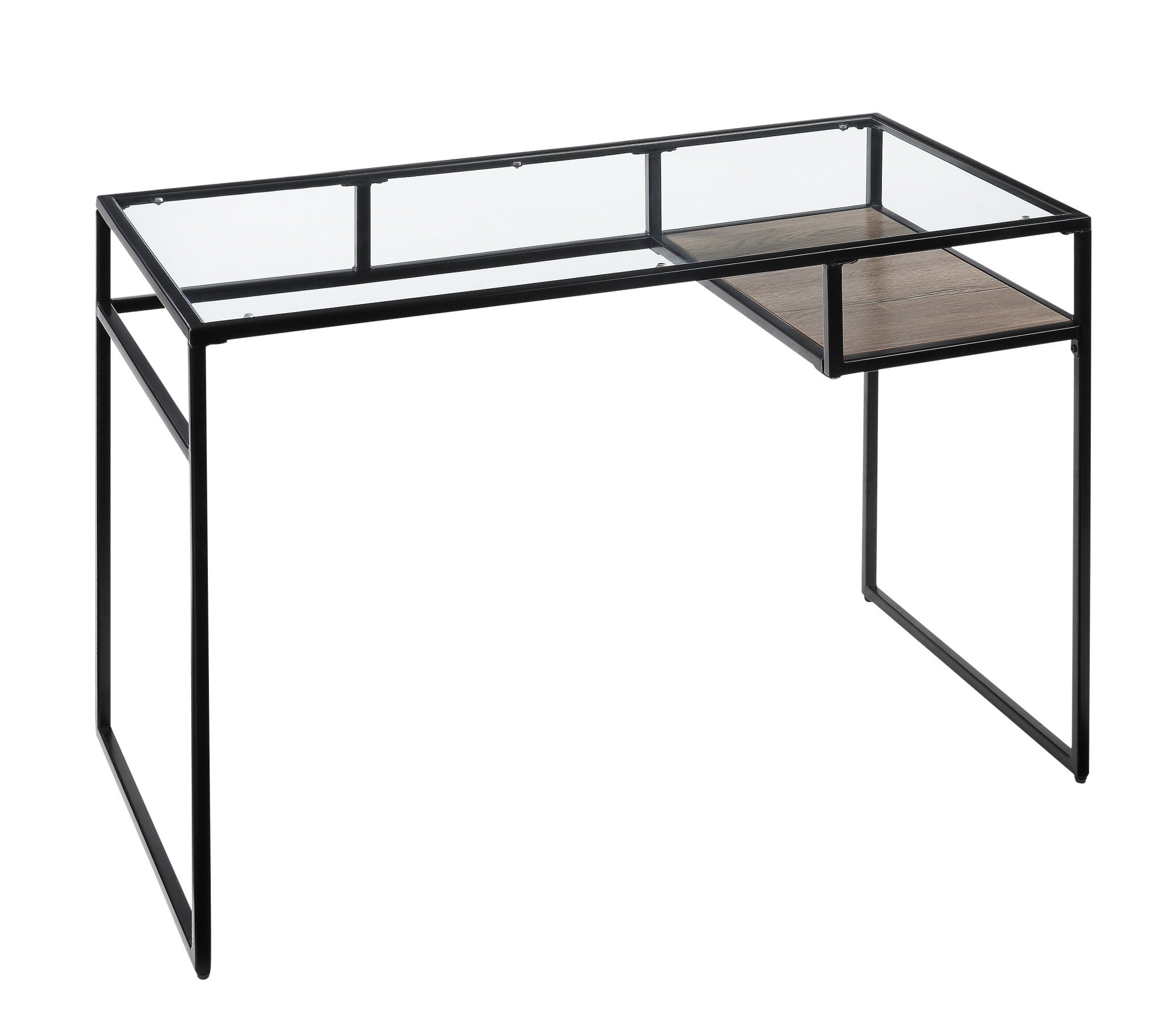 48" Clear and Black Glass Writing Desk