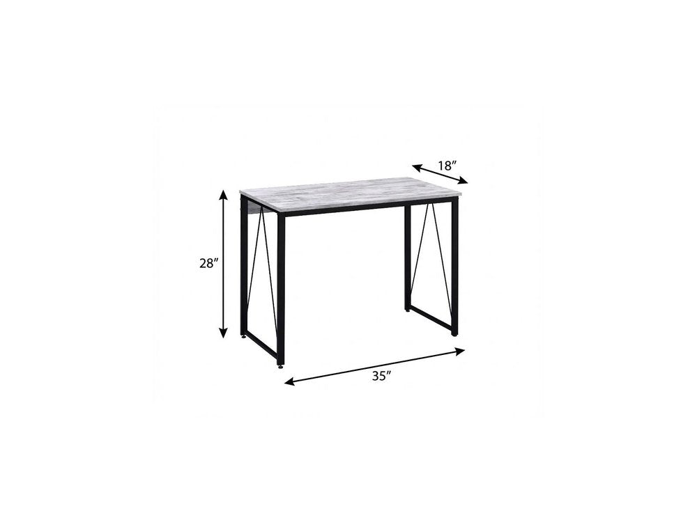 35" Antiqued White and Black Writing Desk